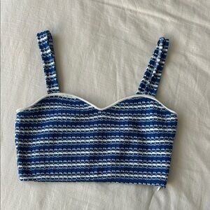 ZARA Blue and White Striped Women's Top